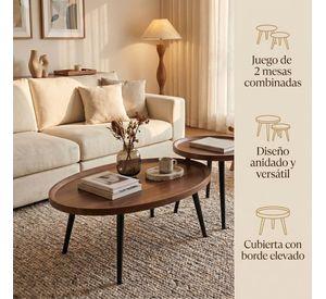 Juego Mesa De Centro Living Vanguardia Madera Nactural Jsc05