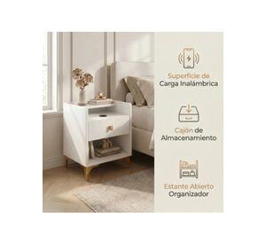 Velador 2 Niveles Con Cargador Inalambrico 40*34*50 Homer