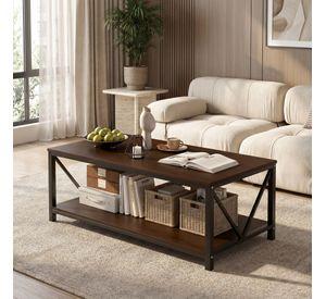 Mesa De Centro Minimalista Con Cubierta De Melamina Color Marrón Oscuro
