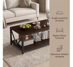 Mesa De Centro Minimalista Con Cubierta De Melamina Color Marrón Oscuro