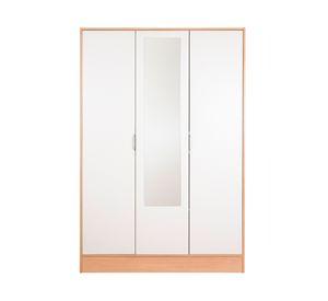Ropero espejo 3 puertas Misuri blanco/carvalo 120x54.5x180 cm