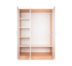 Ropero espejo 3 puertas Misuri blanco/carvalo 120x54.5x180 cm