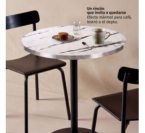 Mesa Redonda Comedor Café Bar Madera Metal 75cm Oslo Blanca