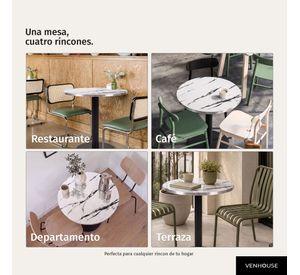 Mesa Redonda Comedor Café Bar Madera Metal 75cm Oslo Blanca