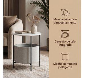 Mesa De Centro Lateral Con Bandeja De Tela Multifuncional