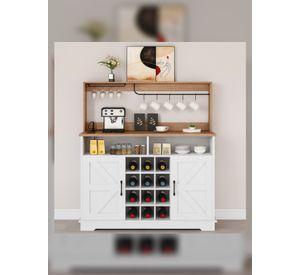 Mueble Bar Con Enchufe Aparador Buffet Para Cocina Comedor Blanco