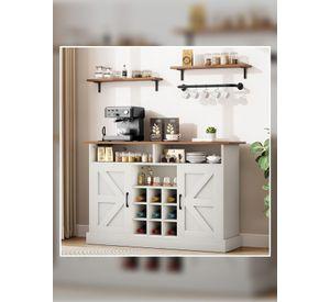Mueble Bar Con Enchufe Aparador Buffet Para Cocina Comedor Blanco