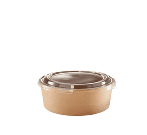 Bowl kraft con tapa plástica 750ml pack 100 unidades Marrón