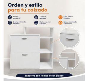 Mueble Zapatero Velux Blanco con Repisa Lateral 86,5 x 24 x 90 cm