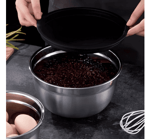 3 bowls con tapa acero inoxidable antideslizante Negro