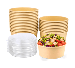 Envase bowl polipapel kraft 1000cc con tapa 100 unidades