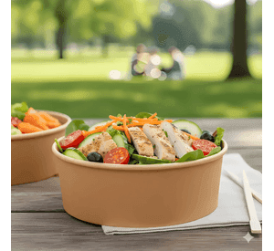 Envase bowl polipapel kraft 1000cc con tapa 100 unidades