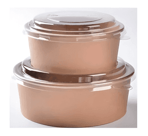 Envase bowl kraft + tapa pet 1300 CC,comidas 50 unidades