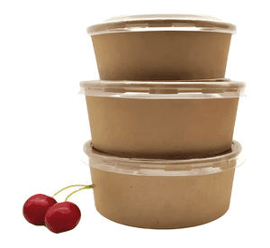 Envase bowl kraft + tapa pet 1300 CC,comidas 50 unidades