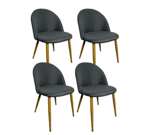 Pack 4 Sillas de Comedor Nordica Gabrielle Tapizada en Lino con Patas Metal