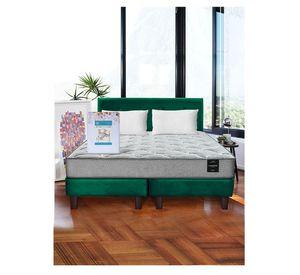 Combo Cama Cannon 2 Plazas Textil + Respaldo Tela Verde