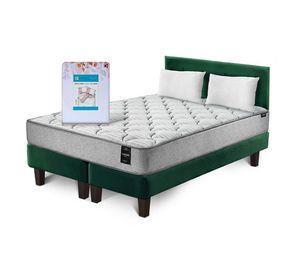 Combo Cama Cannon 2 Plazas Textil + Respaldo Tela Verde