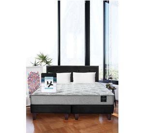Combo Cama Cannon 2 Plazas Textil + Respaldo Tela Negro