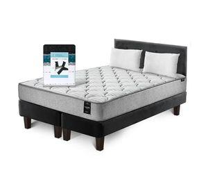 Combo Cama Cannon 2 Plazas Textil + Respaldo Tela Negro