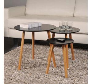 Set 3 mesas de centro madera negra