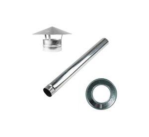Kit Ducto Tubo Galvanizado 4 + Gorro + Anillo Fegalv