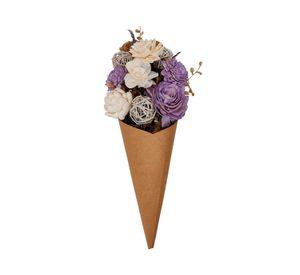 Arreglo cono flores lavanda surtidas 42 cm
