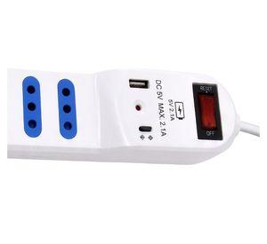 Alargador 6 posiciones USB C 5m blanco