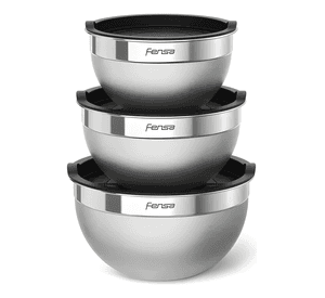Set bowls acero inoxidable 3 unidades tapa de plástico
