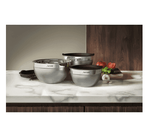 Set bowls acero inoxidable 3 unidades tapa de plástico