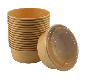 300 bowls kraft con tapa plástica envases 1000cc Beige