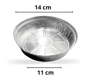 100 envase aluminio redondo desechable 14cm con tapa carton