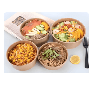 Bowl kraft 1300 ML con tapa (x300) envase delivery ecológico