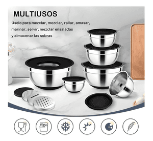 De bowls de cocina de acero inoxidable con tapa hermética y