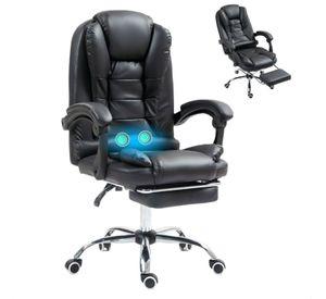 Silla Solana Ejecutiva Reclinable Con Masajeador Reposapies Cuero Sintetico Ergonomica Giratoria