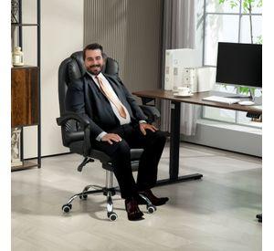 Silla Solana Ejecutiva Reclinable Con Masajeador Reposapies Cuero Sintetico Ergonomica Giratoria