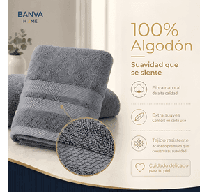 Juego 4 toalla bano algodon manos toallon cuerpo 400gr Gris