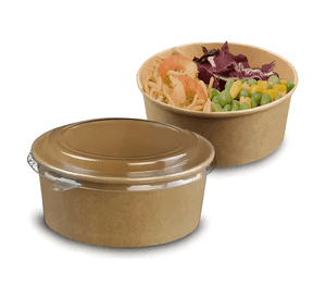 100 bowl envase recipiente kraft alimentos tapa pet 750ml