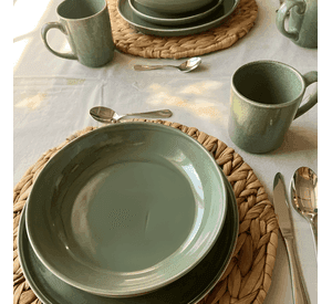 Set 6 bowl redondo ceramica 21.8 x 4.5 CM rustica Verde #13