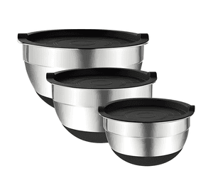 3 bowls con tapa acero inoxidable antideslizante Negro #6