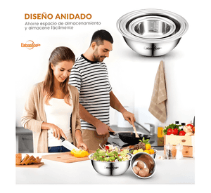 Pack 5 bowl pocillo acero inoxidable reposteria cocina #2