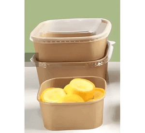 Bowl kraft cuadrado c/tapa 650cc 50 unidades Transparente