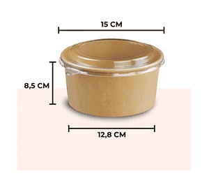Bowl envase recipiente kraft con tapa pet 1000ml 30u
