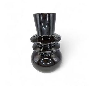 JARRON FLORERO DECORATIVO DE CRISTAL NEGRO VINTAGE (20 x 7cm)