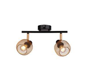 Foco Sobrepuesto Indo Malla 2 Luces Dorado Mate