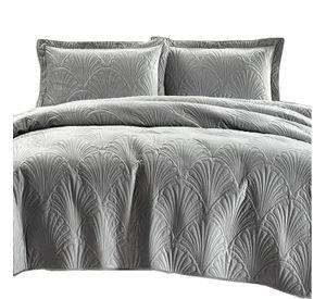 Quilt Liso Velvet Paris Gris Perla 2 Plazas