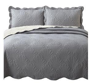 Quilt Sherpa King Paris Liso Gris