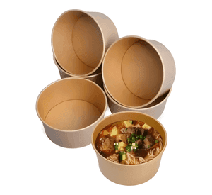 Envase bowl polipapel kraft 750cc con tapa por 50 unidades