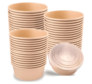 Envase bowl polipapel kraft 750cc con tapa por 50 unidades
