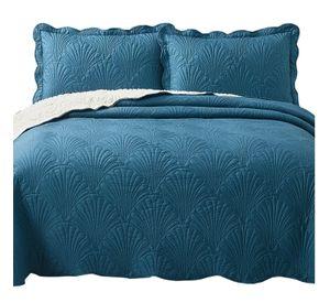 Quilt Sherpa 2 Plazas Paris Liso Petroleo
