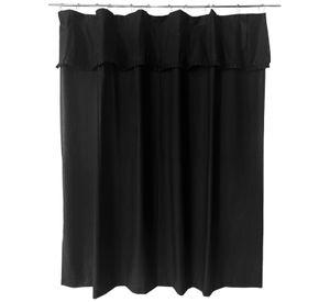 Juego Cortina Recogida para Baño Lisa Negro